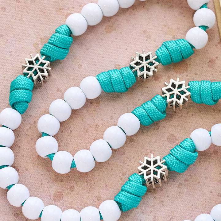 Christianartworkshop Winter White Bead Paracord Rosary: Snowflakes Accents & Sacred Christ Crucifix - image 6