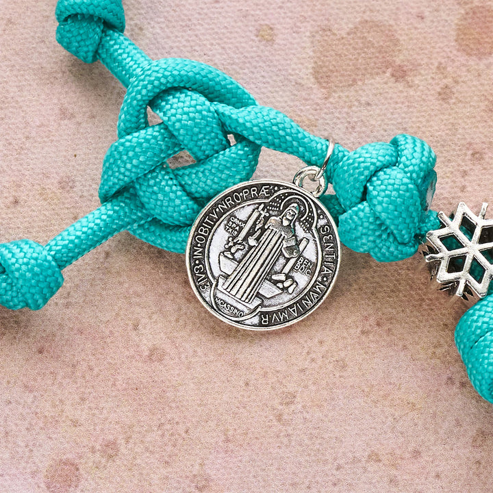 Christianartworkshop Winter White Bead Paracord Rosary: Snowflakes Accents & Sacred Christ Crucifix - image 9