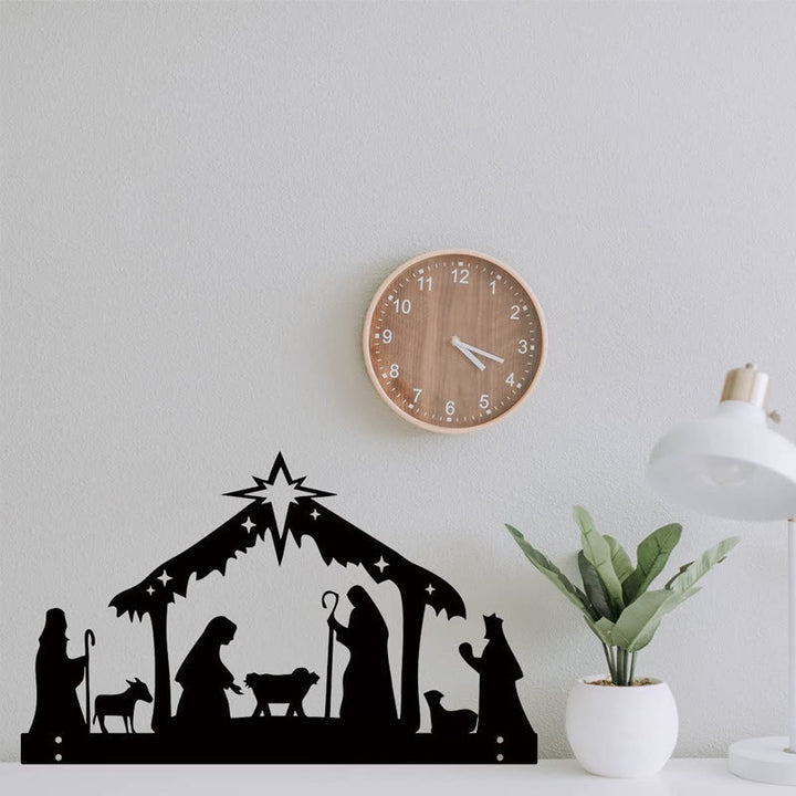 Christianartworkshop Iron Nativity Silhouette: Small Daily Faith Token for Shelves - image 1