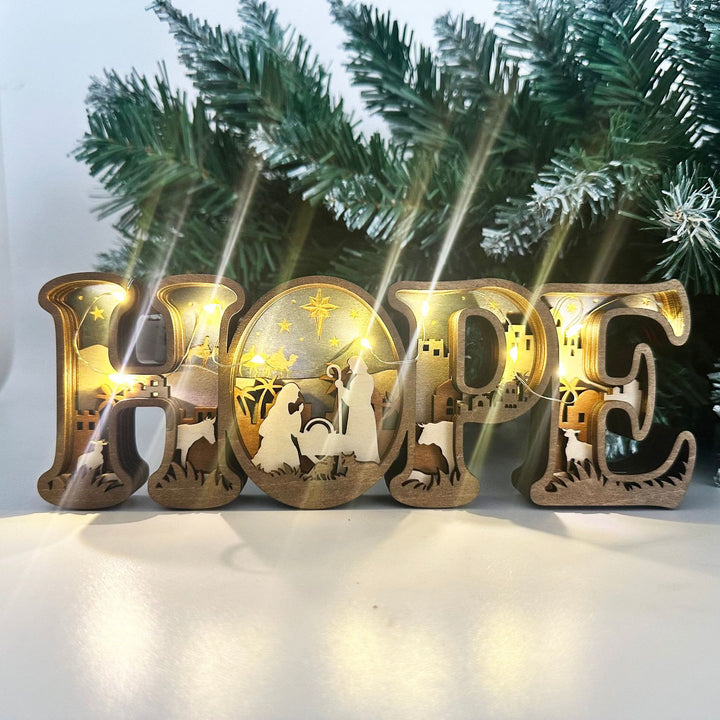 Christianartworkshop Glowing "HOPE" Nativity: Tactile Faith Reminder for Mantels - With Light - image 0