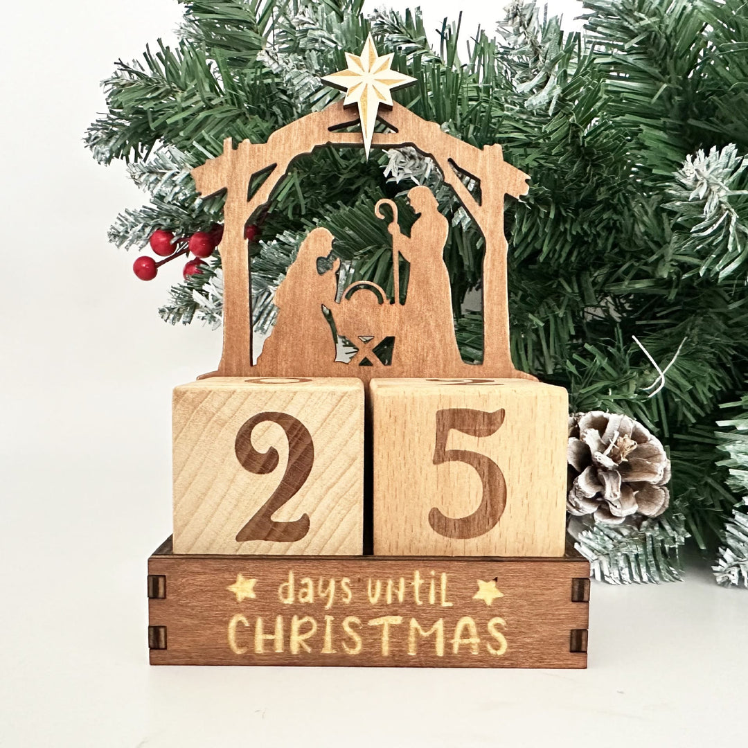Christianartworkshop Nativity Christmas Block Decor: Cozy Grace Token for Countdowns - Christmas Calendar - image 0