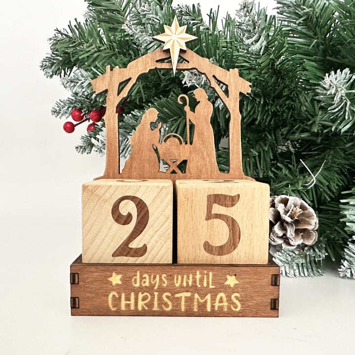 Christianartworkshop Nativity Christmas Block Decor: Cozy Grace Token for Countdowns - Christmas Calendar - image 0
