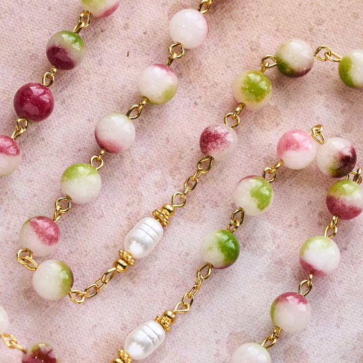 Christianartworkshop Vibrant Tourmaline Rosary with Golden Chain & Christ Crucifix - image 7