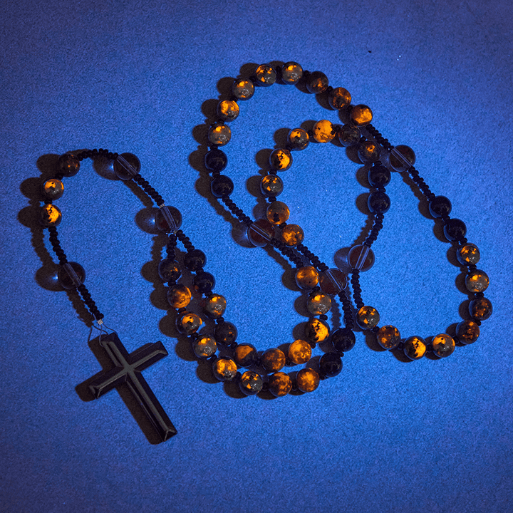 Christianartworkshop Color-Shifting Luminous Flame Stone Beads Rosary with Cross - Color-Shifting Rosary - image 0