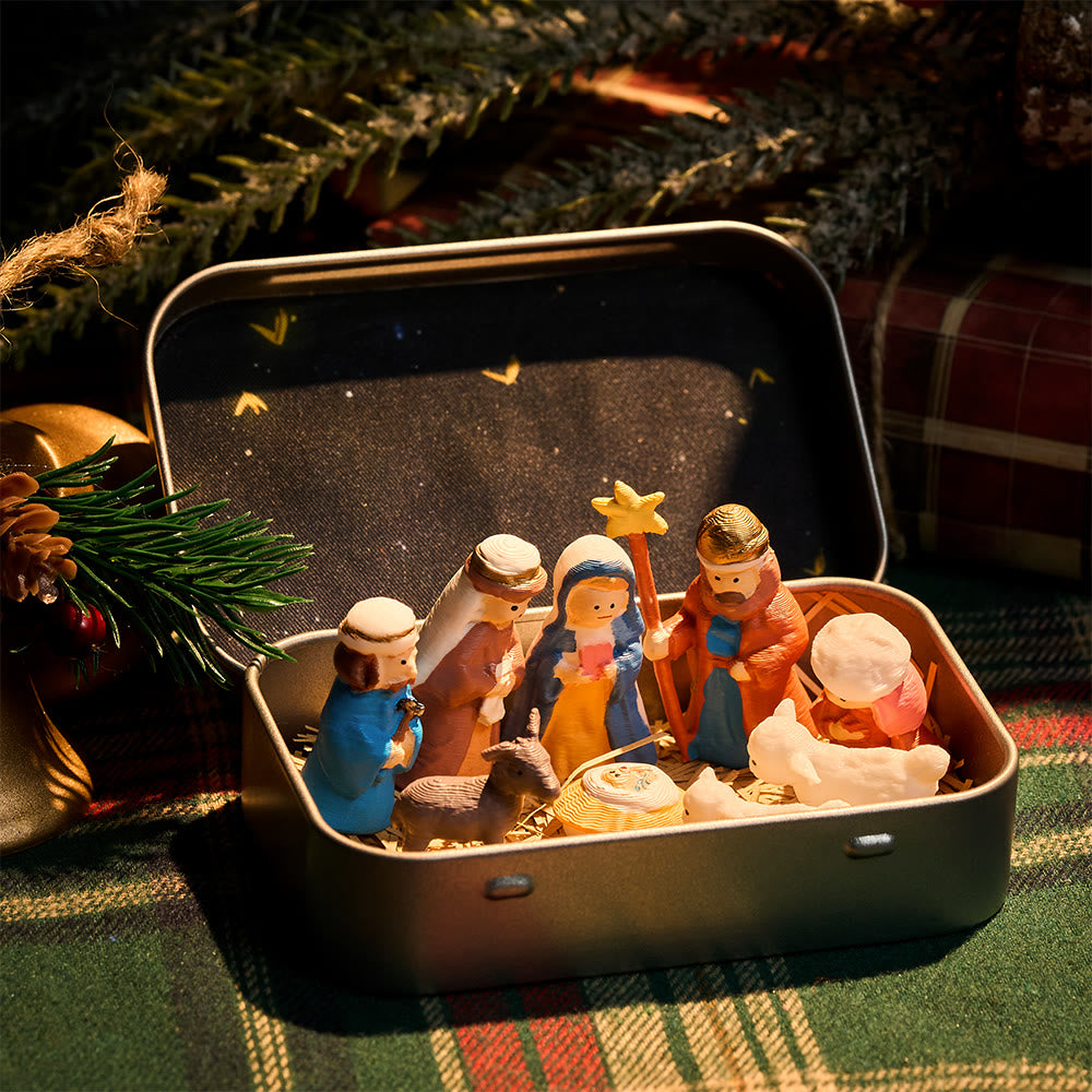 Christianartworkshop Tin Nativity Scene: A Miniature Embrace of Christmas Faith & Story - Tin Nativity Scene - image 0