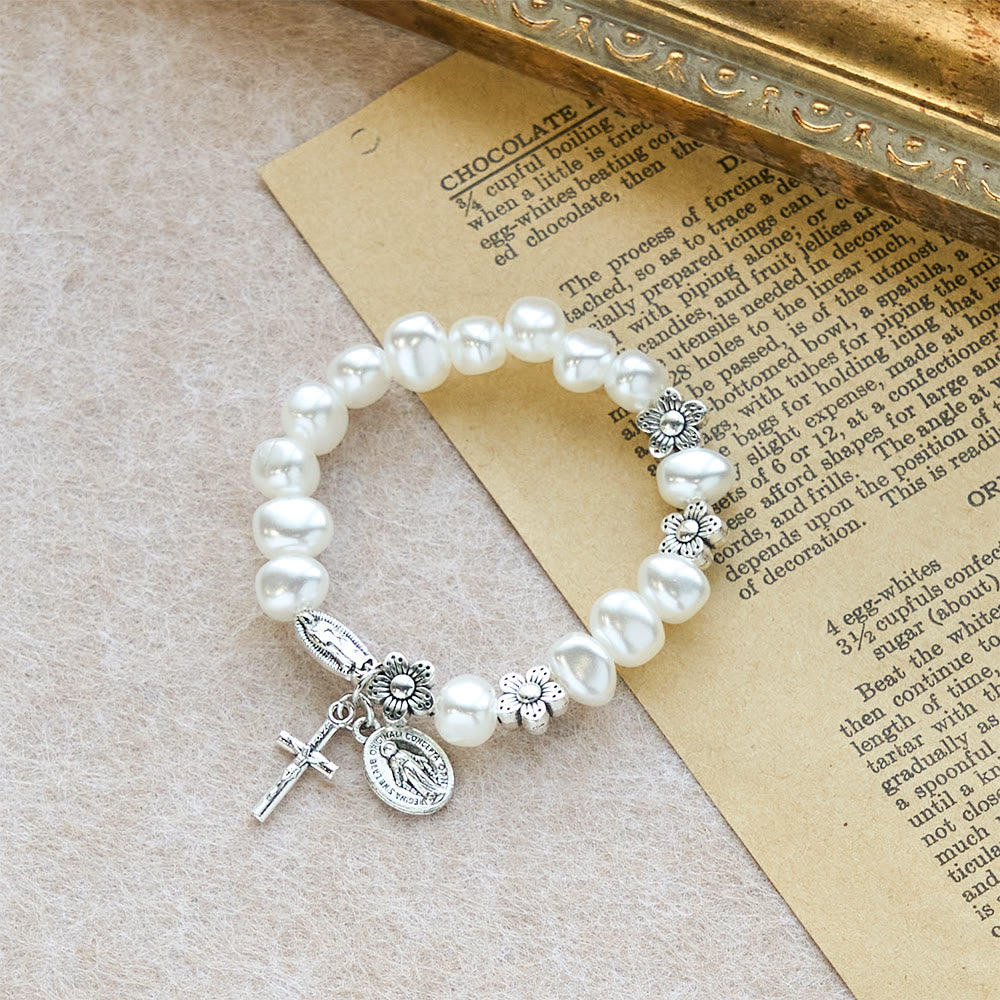 Christianartworkshop Light of Grace Bracelet — Soft Beads with Devotional Charms - Wrist Circumference: 5.91''/15cm - image 0