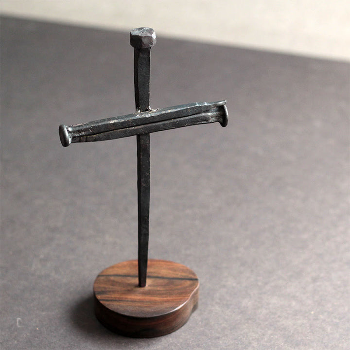 Christianartworkshop Nail-forged Crucifix with Ebony Base — A Weighty Reminder of Sacrifice - image 1