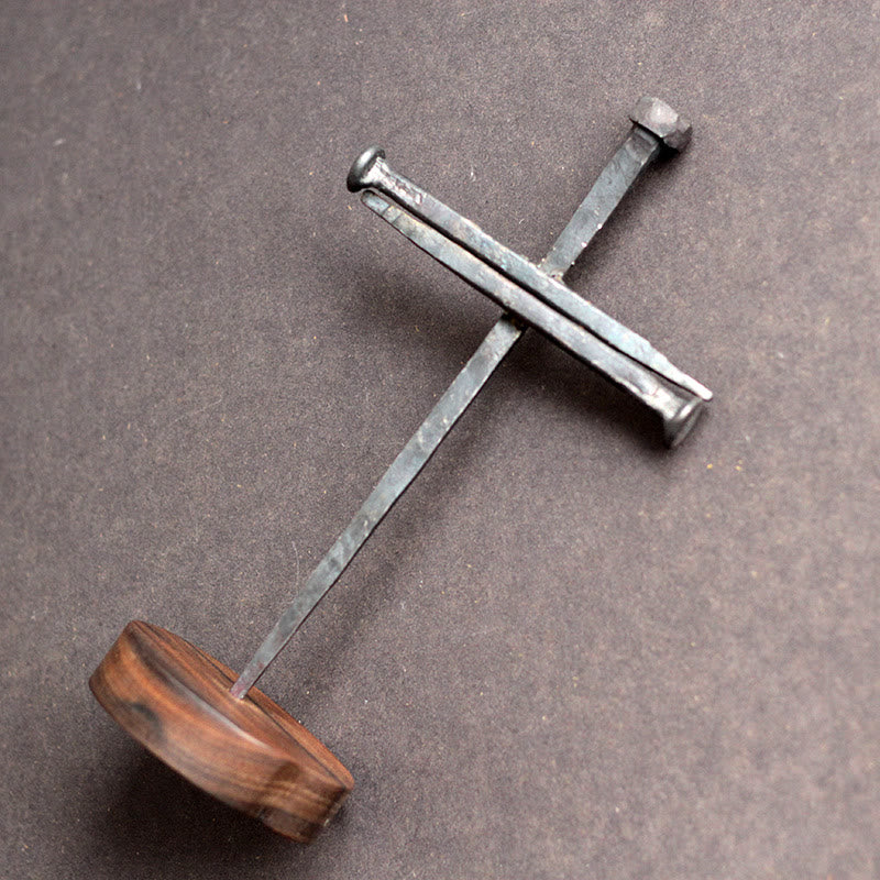 Christianartworkshop Nail-forged Crucifix with Ebony Base — A Weighty Reminder of Sacrifice - image 2