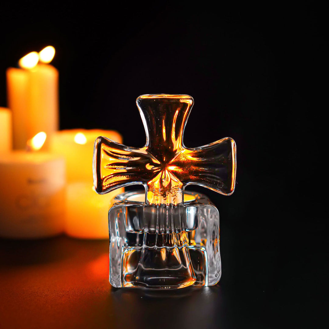 Christianartworkshop Glass Cross Candleholder: Prayerful Glow for Home & Altar - image 3