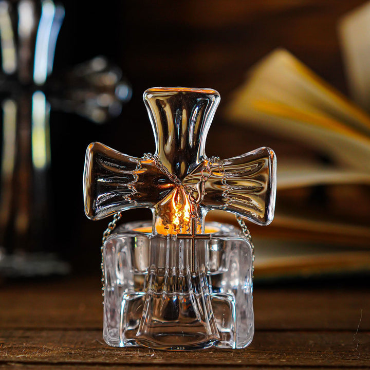 Christianartworkshop Glass Cross Candleholder: Prayerful Glow for Home & Altar - image 5