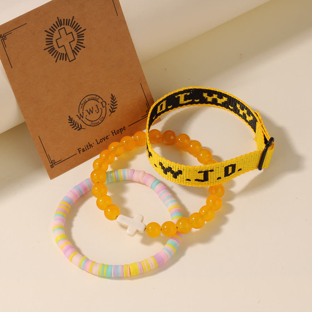 Christianartworkshop Faith Prompt Bracelet with Cross Bead & WWJD Card: Gift-Ready Keepsake - Yellow - image 10