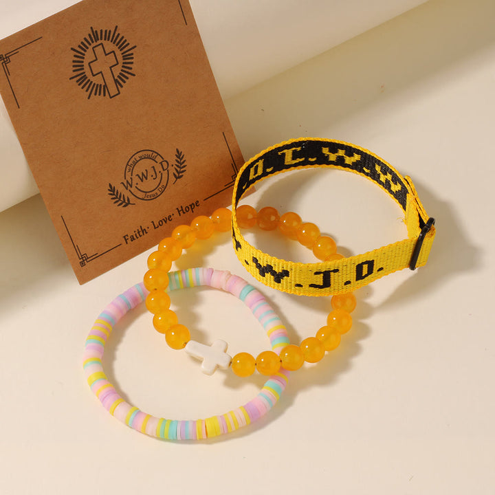 Christianartworkshop Faith Prompt Bracelet with Cross Bead & WWJD Card: Gift-Ready Keepsake - Yellow - image 10