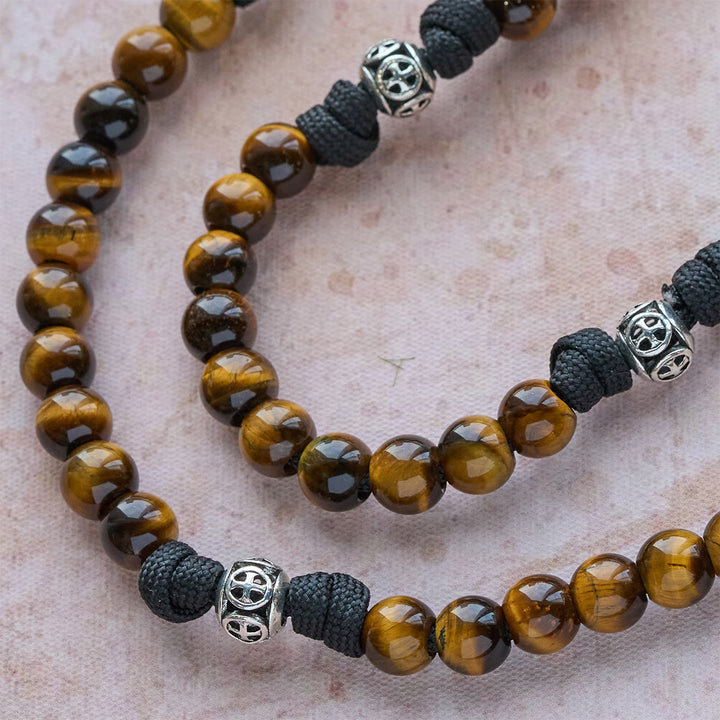 Christianartworkshop Our Lady-Centered Paracord Rosary: Tiger Eye Beads & Timeless Medal Grace - image 7