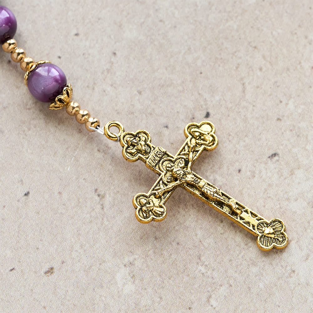 Christianartworkshop Canvas-Style Shimmery Purple Rosary with Our Lady: Gilded Faith Devotion - image 10