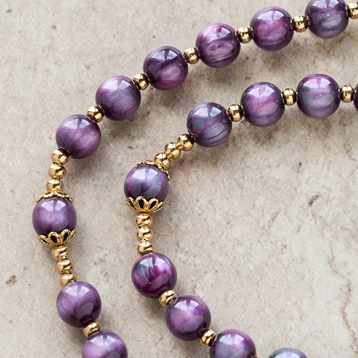 Christianartworkshop Canvas-Style Shimmery Purple Rosary with Our Lady: Gilded Faith Devotion - image 9