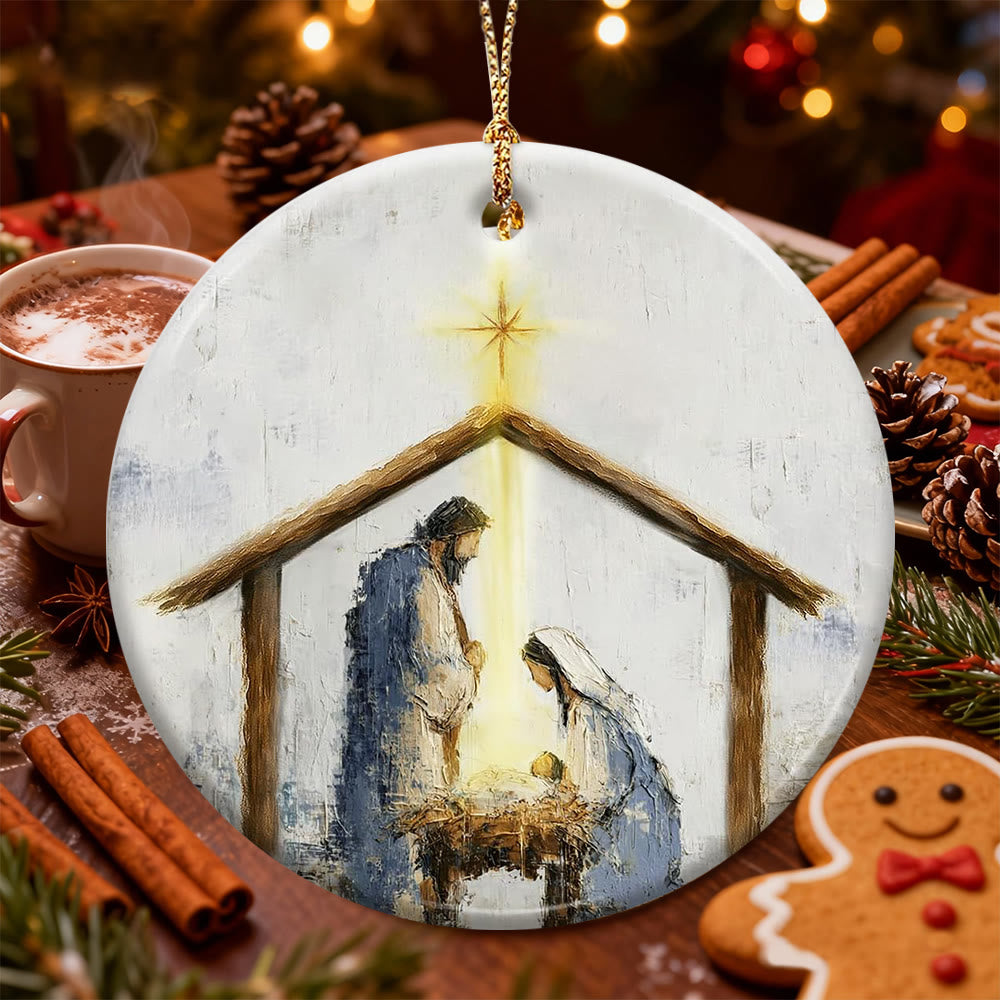 Christianartworkshop Warm Nativity Stable Ornament: Faith & Comfort Reminder for Christmas Trees - image 4