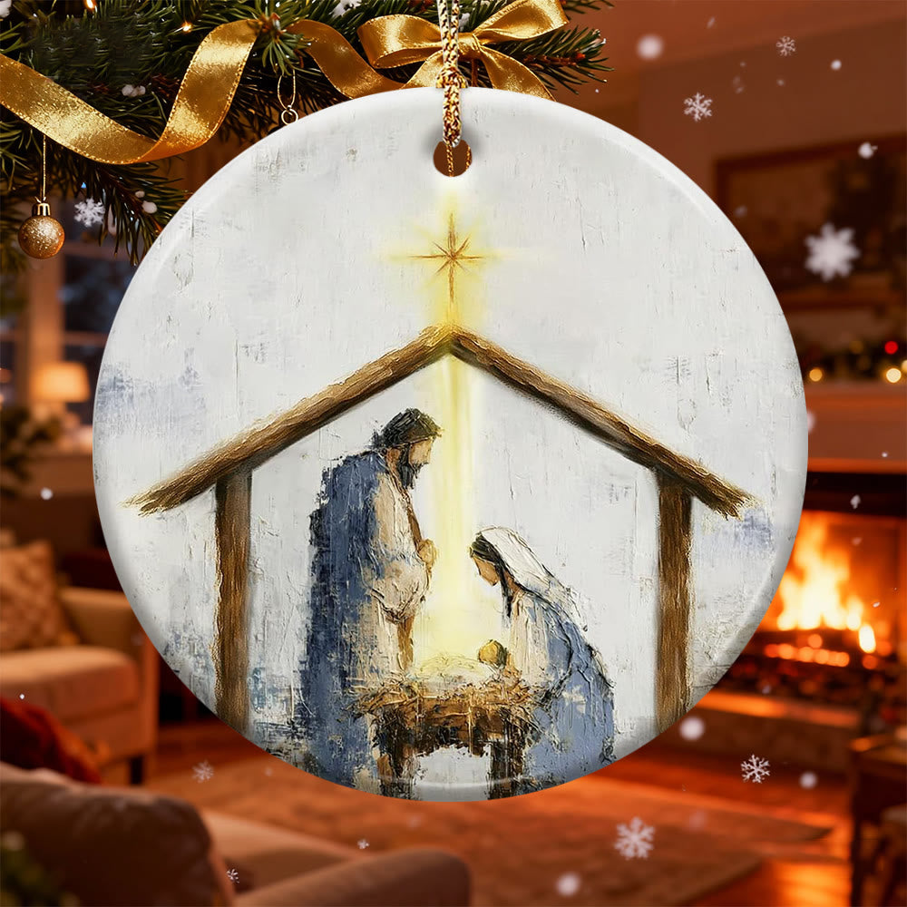 Christianartworkshop Warm Nativity Stable Ornament: Faith & Comfort Reminder for Christmas Trees - image 3