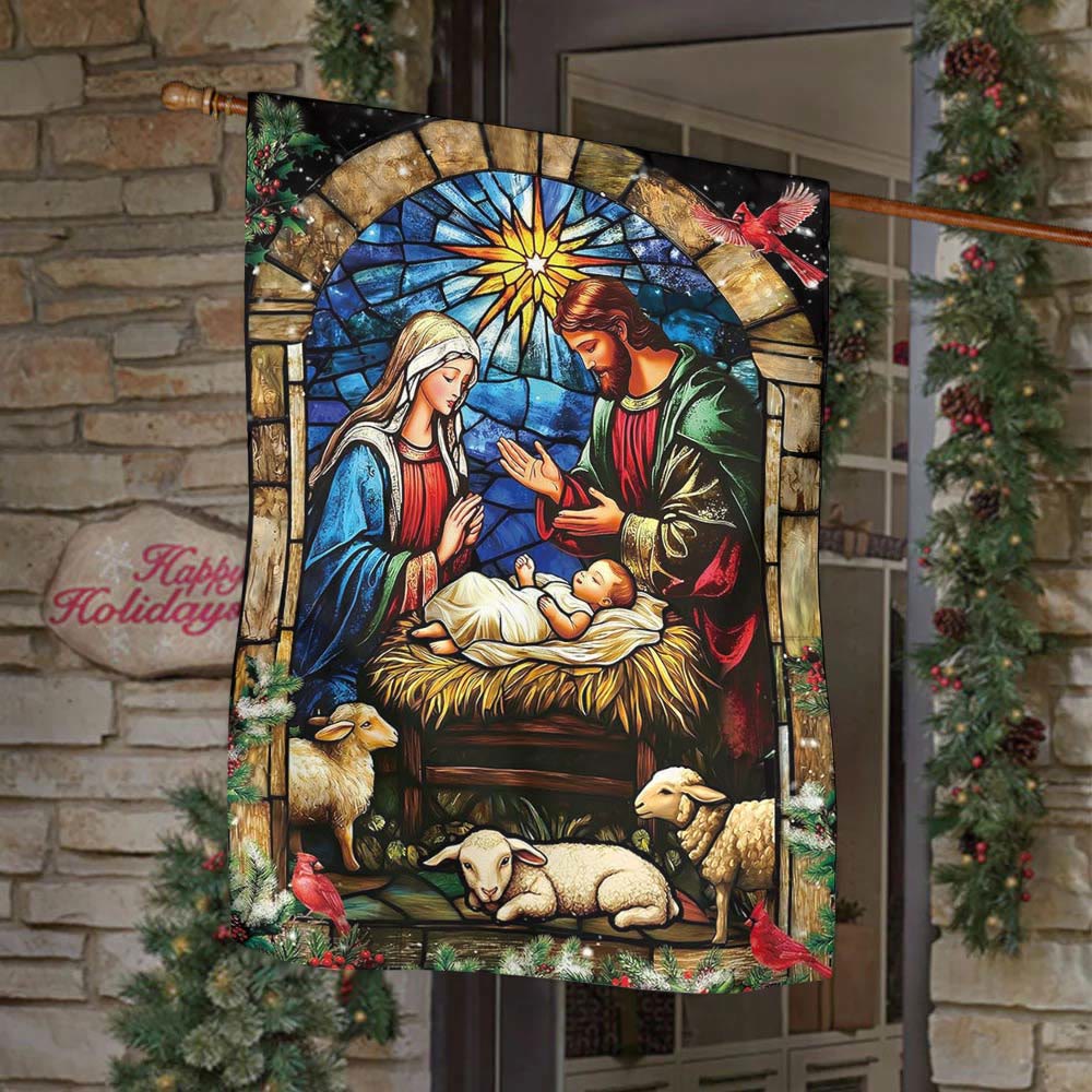 Christianartworkshop Nativity & Sheep Garden Flag: Gentle Grace Token for Holiday Yards - image 3