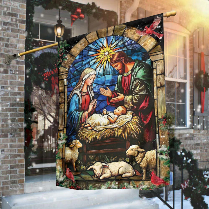 Christianartworkshop Nativity & Sheep Garden Flag: Gentle Grace Token for Holiday Yards - image 2