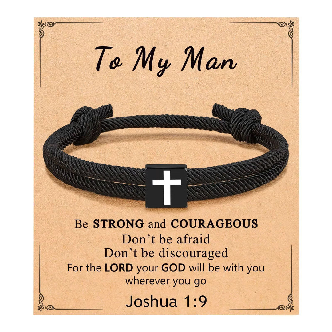 Christianartworkshop Milano Rope Cross Bracelet with Gift Card: Thoughtful Blessing for Baptism & Milestones - To My Man - image 20