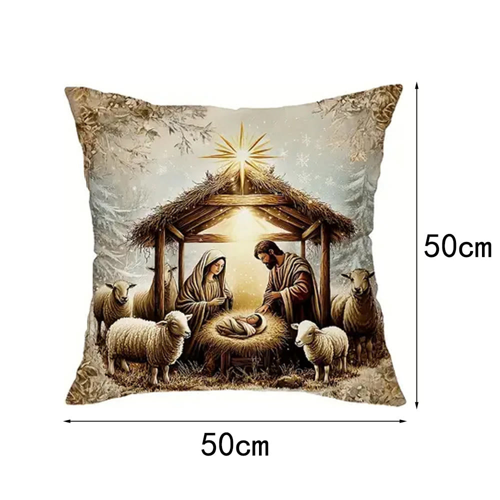 Christianartworkshop Nativity Themed Pillow of 4: Quiet Companion for Living Areas - D - 19.7''*19.7''/50*50cm - image 17