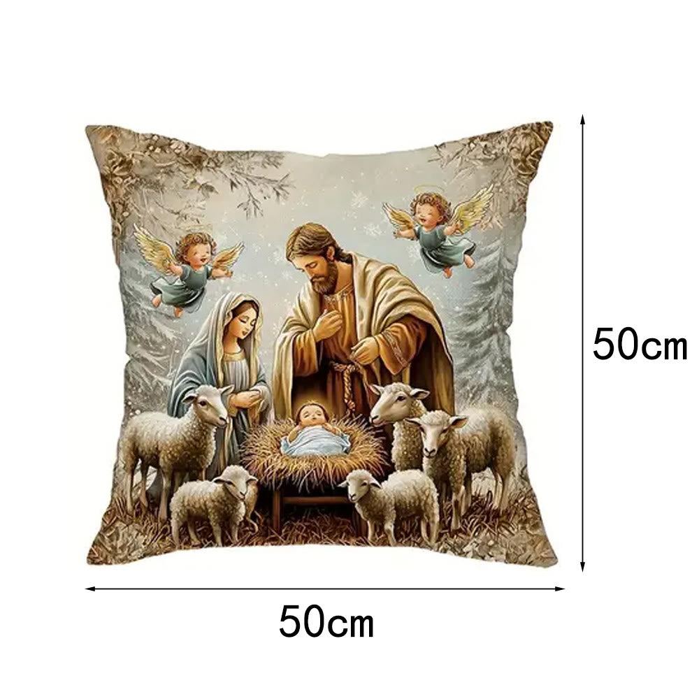 Christianartworkshop Nativity Themed Pillow of 4: Quiet Companion for Living Areas - A - 19.7''*19.7''/50*50cm - image 8