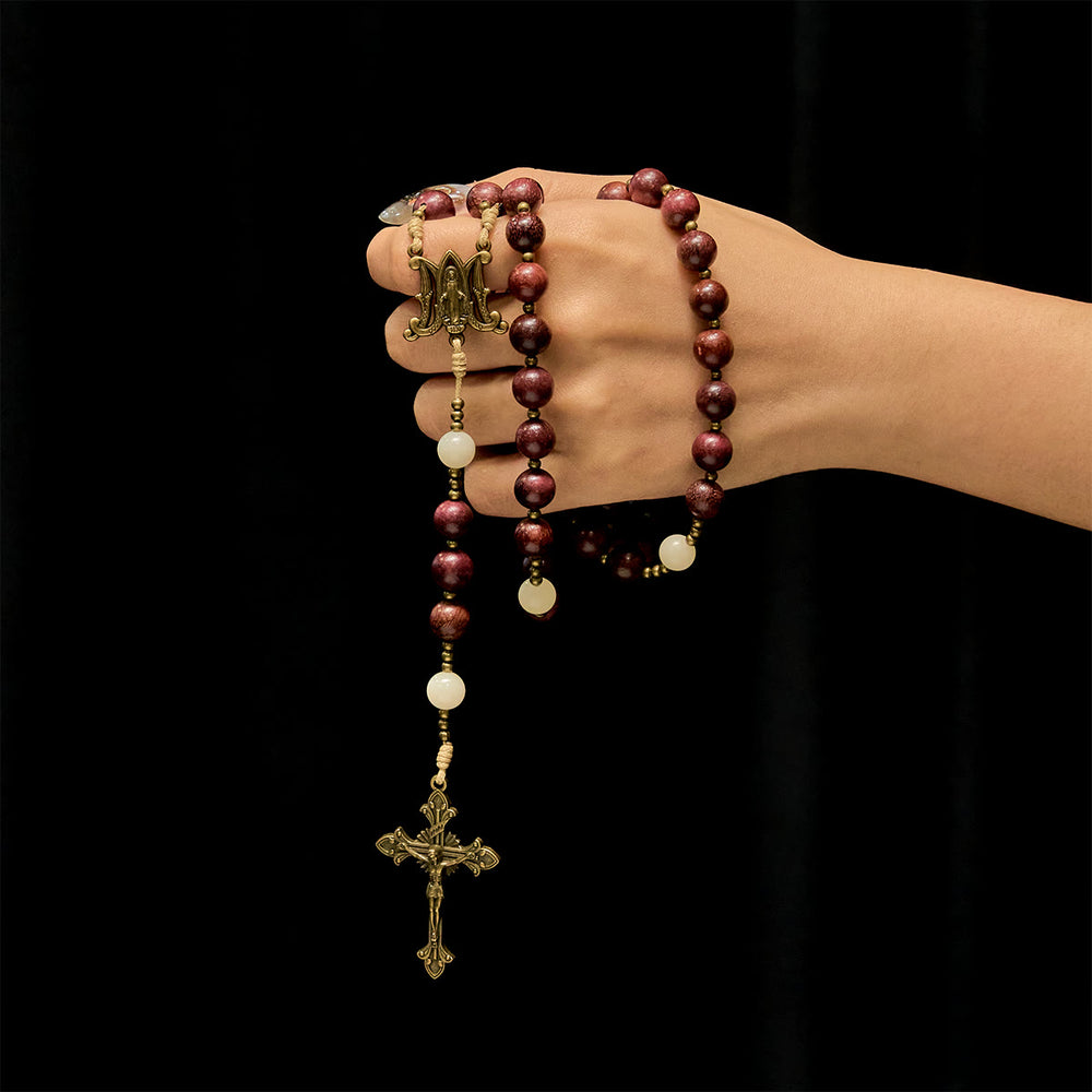 Christianartworkshop Natural Perilla Wood Faithful Rosary with Vintage Brass Crucifix: Weave Faith in Natural Warmth - image 1