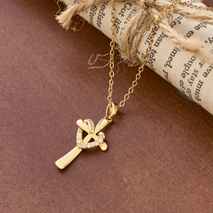 Christianartworkshop Dual - Tone Heart & Cross Necklace with Zircons: Fusion of Love and Faith - image 6