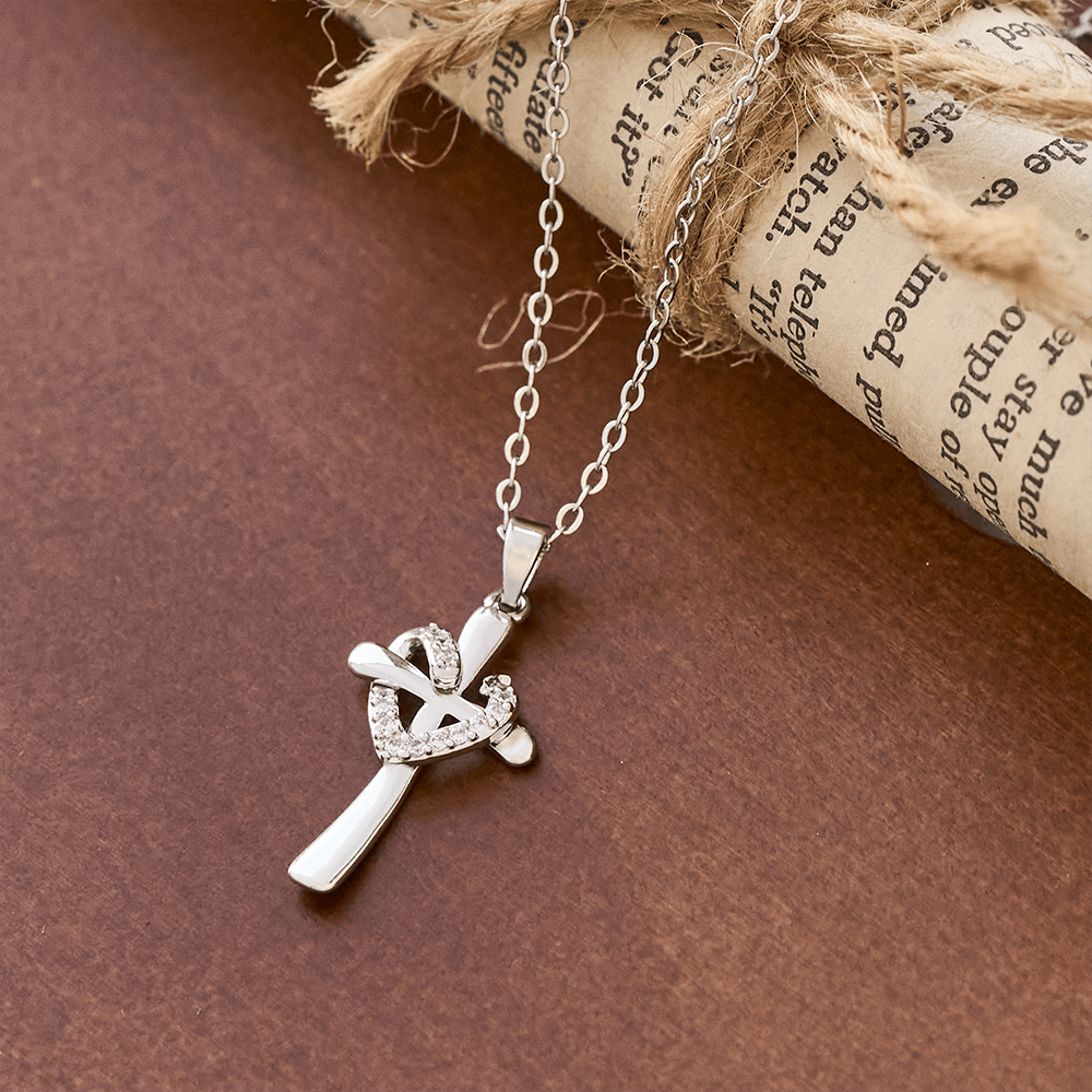 Christianartworkshop Dual - Tone Heart & Cross Necklace with Zircons: Fusion of Love and Faith - image 2