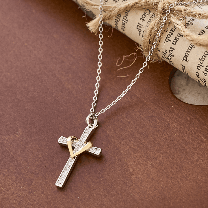 Christianartworkshop Dual - Tone Heart & Cross Necklace with Zircons: Fusion of Love and Faith - image 15