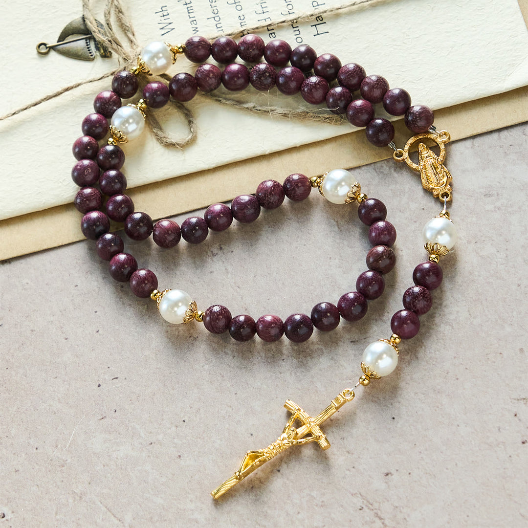 Christianartworkshop Elegant Perilla Wood Devotion Rosary with Our Lady & Crucifix - Perilla Wood - image 0