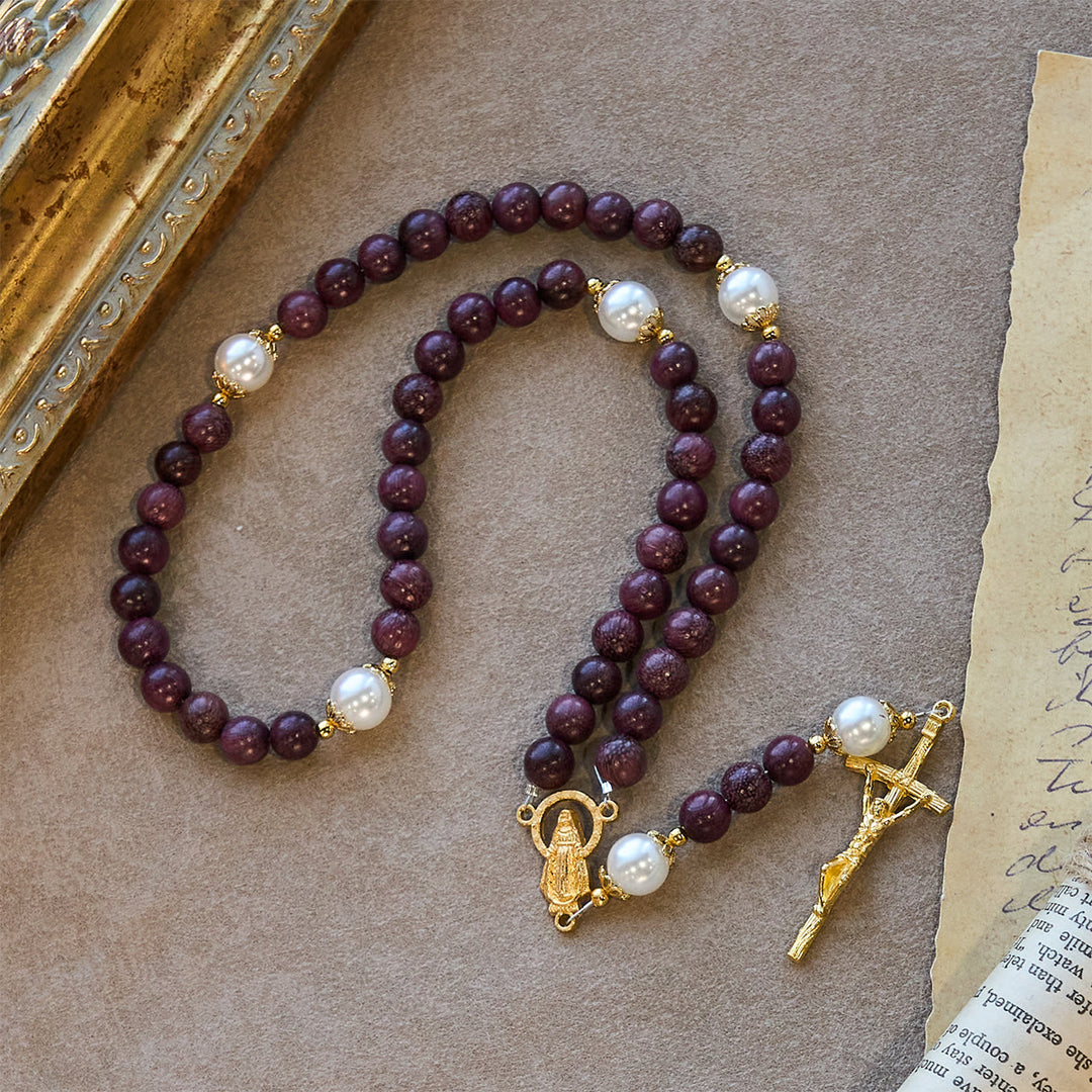 Christianartworkshop Elegant Perilla Wood Devotion Rosary with Our Lady & Crucifix - image 7