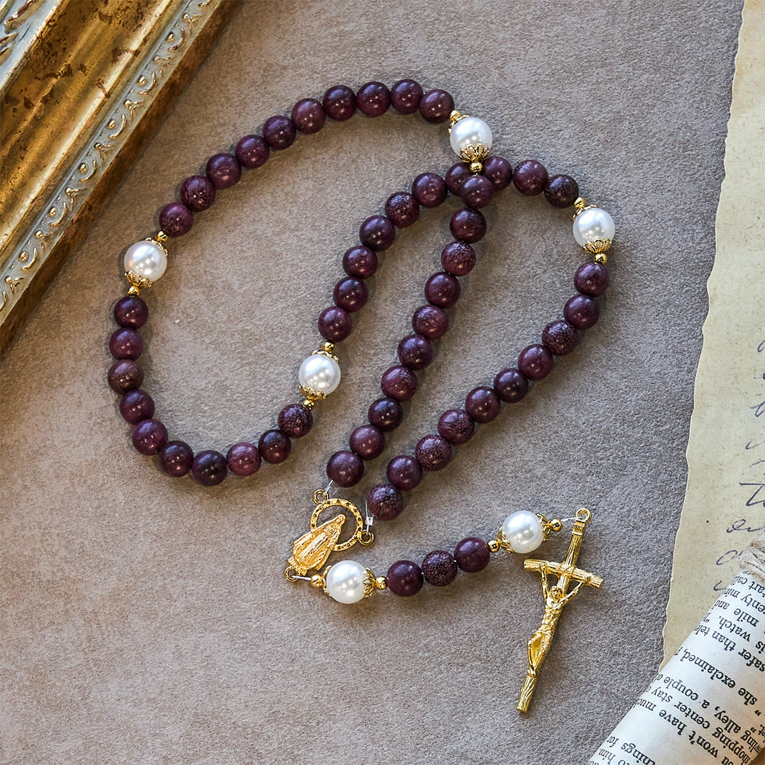 Christianartworkshop Elegant Perilla Wood Devotion Rosary with Our Lady & Crucifix - image 6