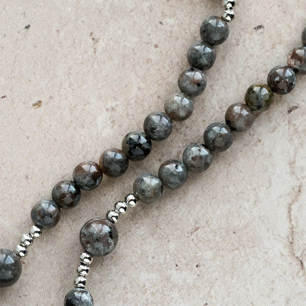 Christianartworkshop 6mm UV-Glow Flame Stone Rosary Bracelet: Ashy Texture & Illuminated Devotion - image 8