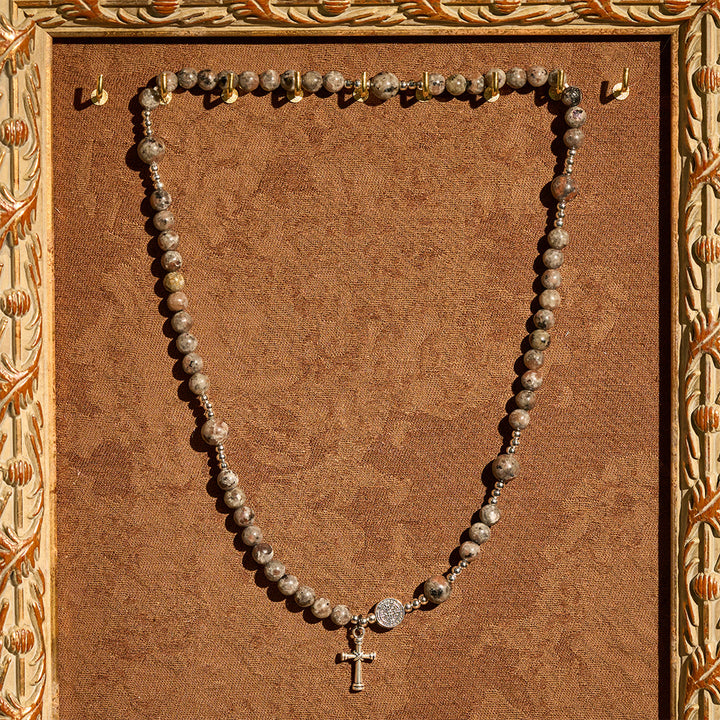 Christianartworkshop 6mm UV-Glow Flame Stone Rosary Bracelet: Ashy Texture & Illuminated Devotion - image 9