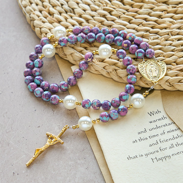 Christianartworkshop Blessed Purple-Blue Emperor Stone Rosary: Carry a Little Warmth in Your Pocket - image 4
