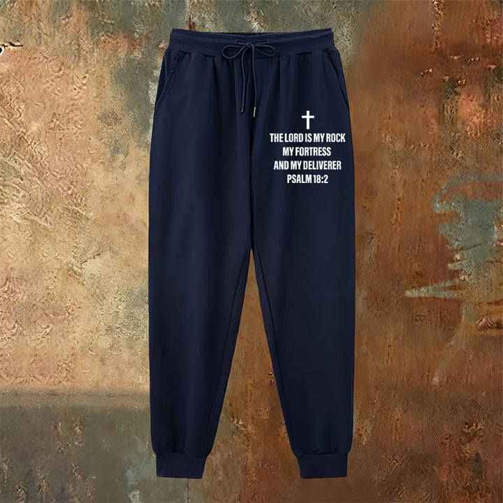 Christianartworkshop Psalm 18:2 with Cross Sweatpants: Daily Wear with Steadfast Faith - image 2
