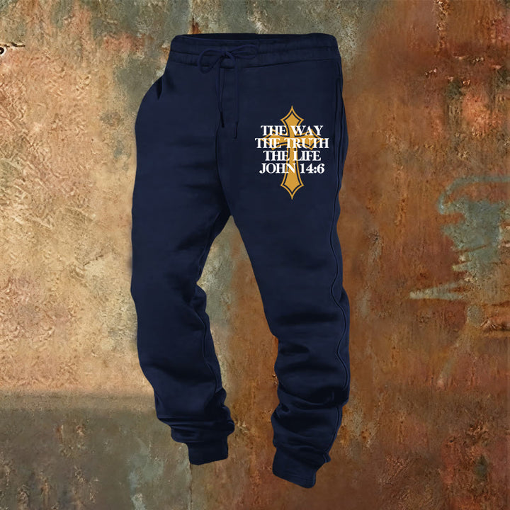 Christianartworkshop John Verse with Cross Sweatpants: Ideal for Church & Casual Days - Navy Blue - 2XL - image 4