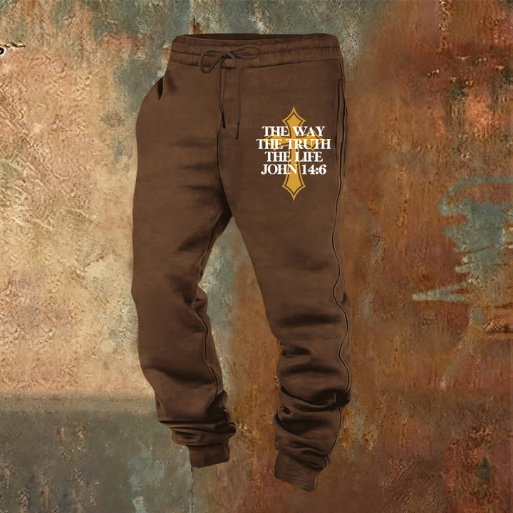 Christianartworkshop John Verse with Cross Sweatpants: Ideal for Church & Casual Days - Brown - 2XL - image 16