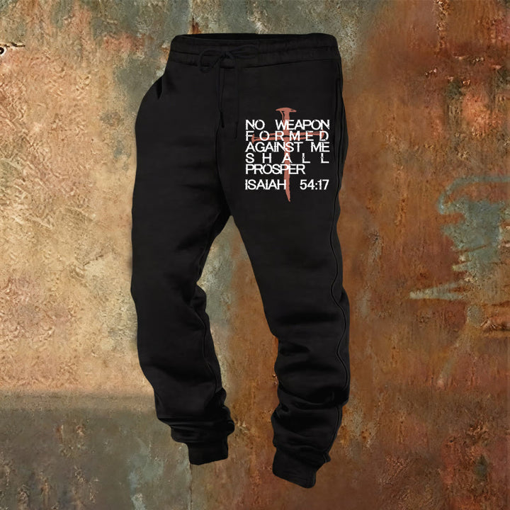 Christianartworkshop Isaiah 54:17 Sweatpants: Faithful Companion for Daily Routines - Black - 2XL - image 4
