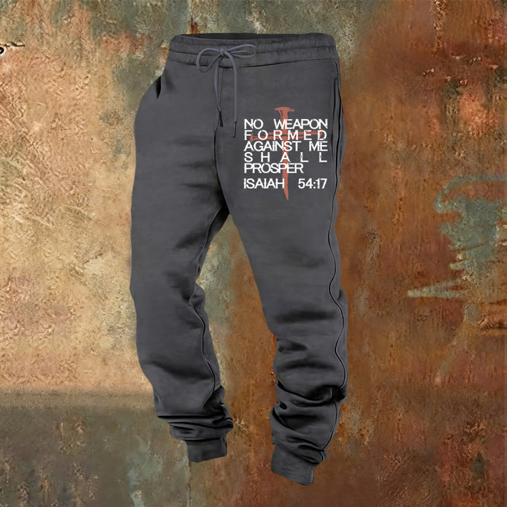Christianartworkshop Isaiah 54:17 Sweatpants: Faithful Companion for Daily Routines - Warm Grey - 2XL - image 0