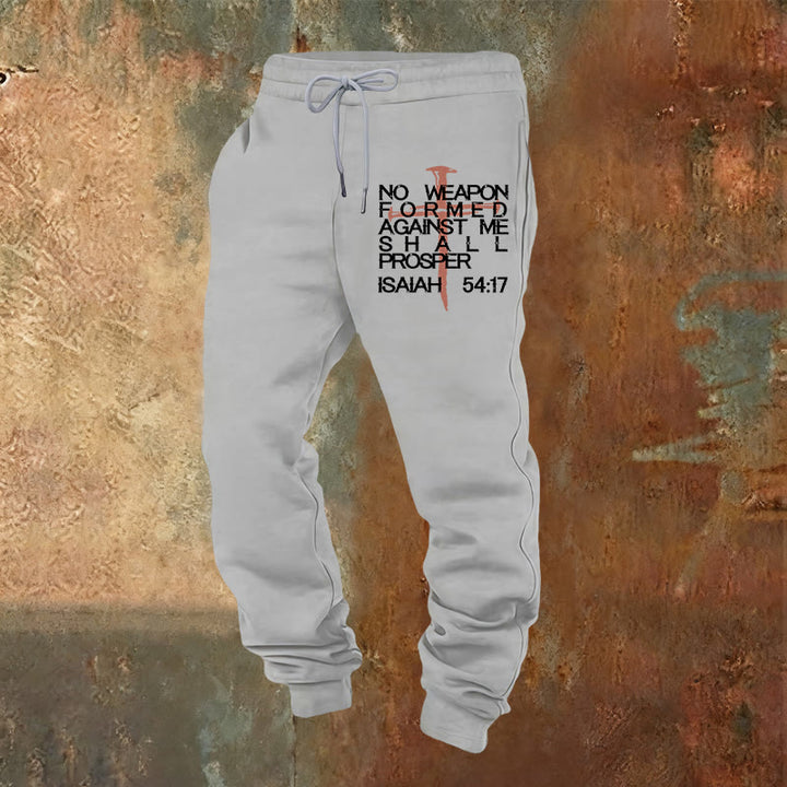 Christianartworkshop Isaiah 54:17 Sweatpants: Faithful Companion for Daily Routines - Light Grey - 2XL - image 16