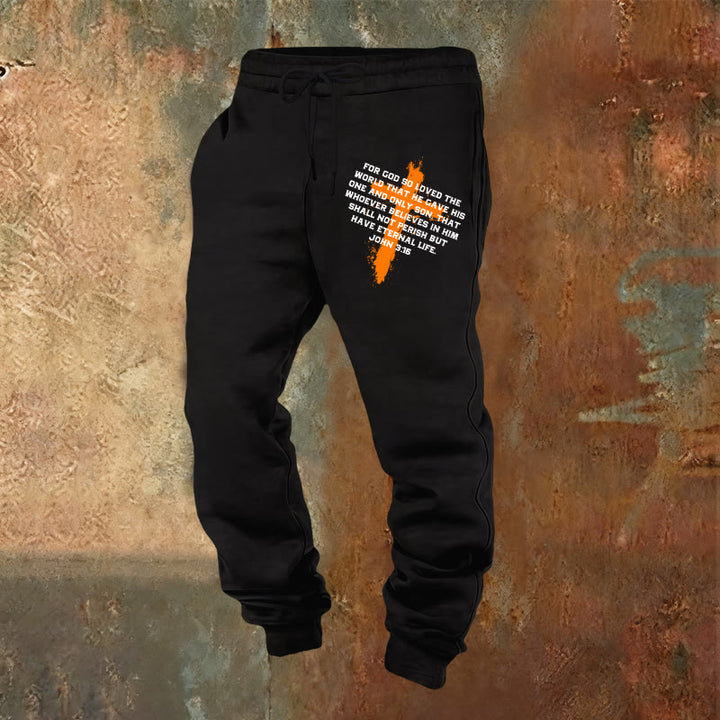 Christianartworkshop John 3:16 Sweatpants: Daily Wear with Gracious Faith - Black - 2XL - image 8