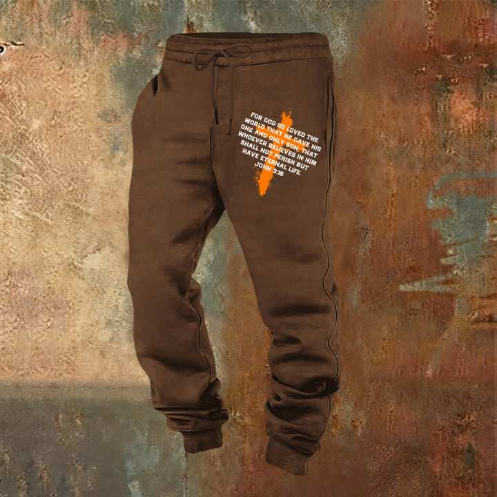 Christianartworkshop John 3:16 Sweatpants: Daily Wear with Gracious Faith - Brown - 2XL - image 0