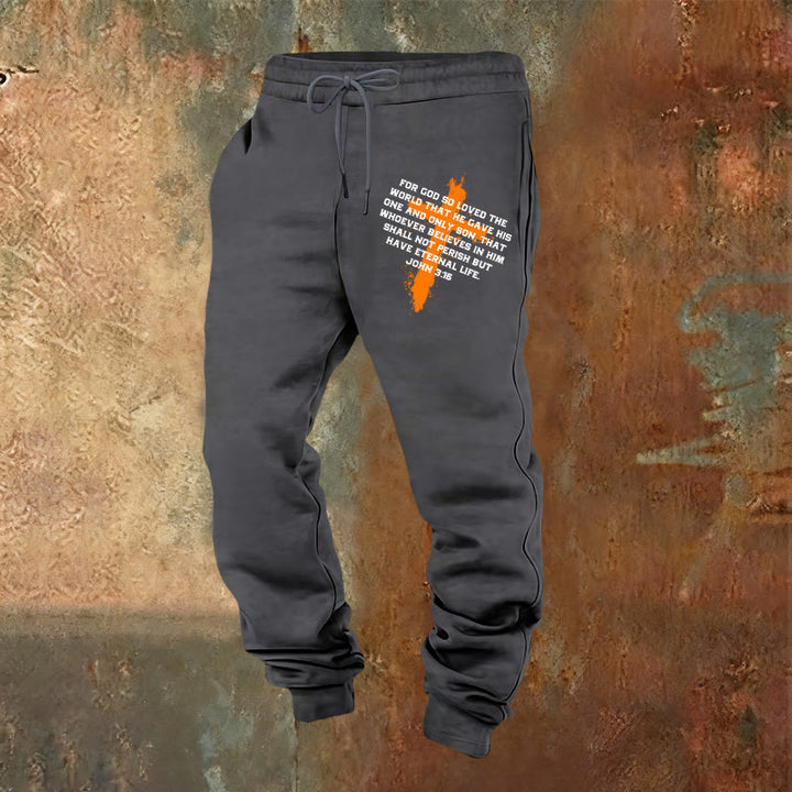 Christianartworkshop John 3:16 Sweatpants: Daily Wear with Gracious Faith - Warm Grey - 2XL - image 4