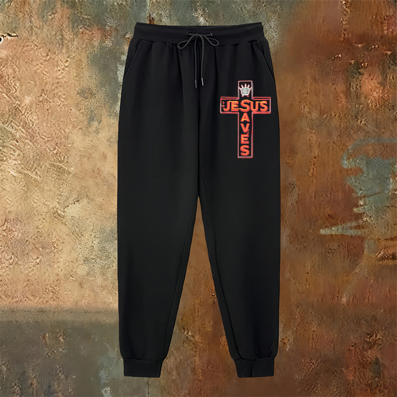 Christianartworkshop Cross & "Jesus Saves" Sweatpants: Daily Wear Tied to His Promise - image 22