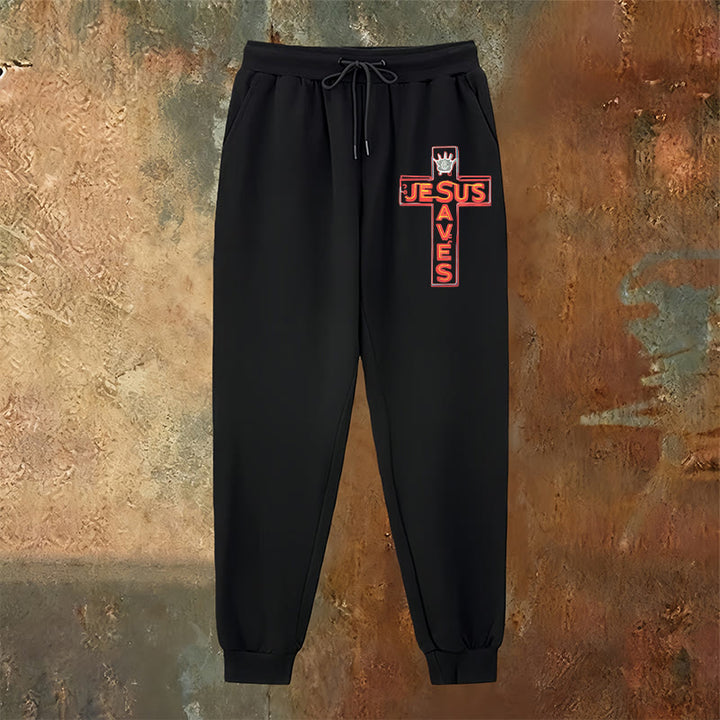 Christianartworkshop Cross & "Jesus Saves" Sweatpants: Daily Wear Tied to His Promise - image 22