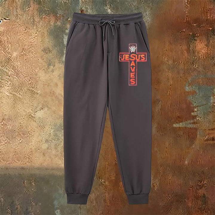 Christianartworkshop Cross & "Jesus Saves" Sweatpants: Daily Wear Tied to His Promise - image 6