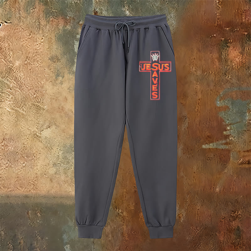 Christianartworkshop Cross & "Jesus Saves" Sweatpants: Daily Wear Tied to His Promise - image 18