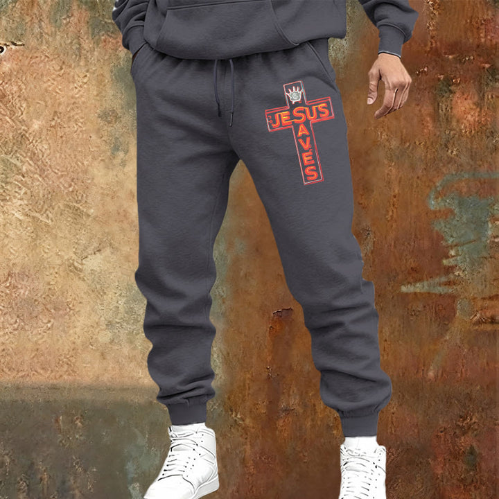 Christianartworkshop Cross & "Jesus Saves" Sweatpants: Daily Wear Tied to His Promise - image 17
